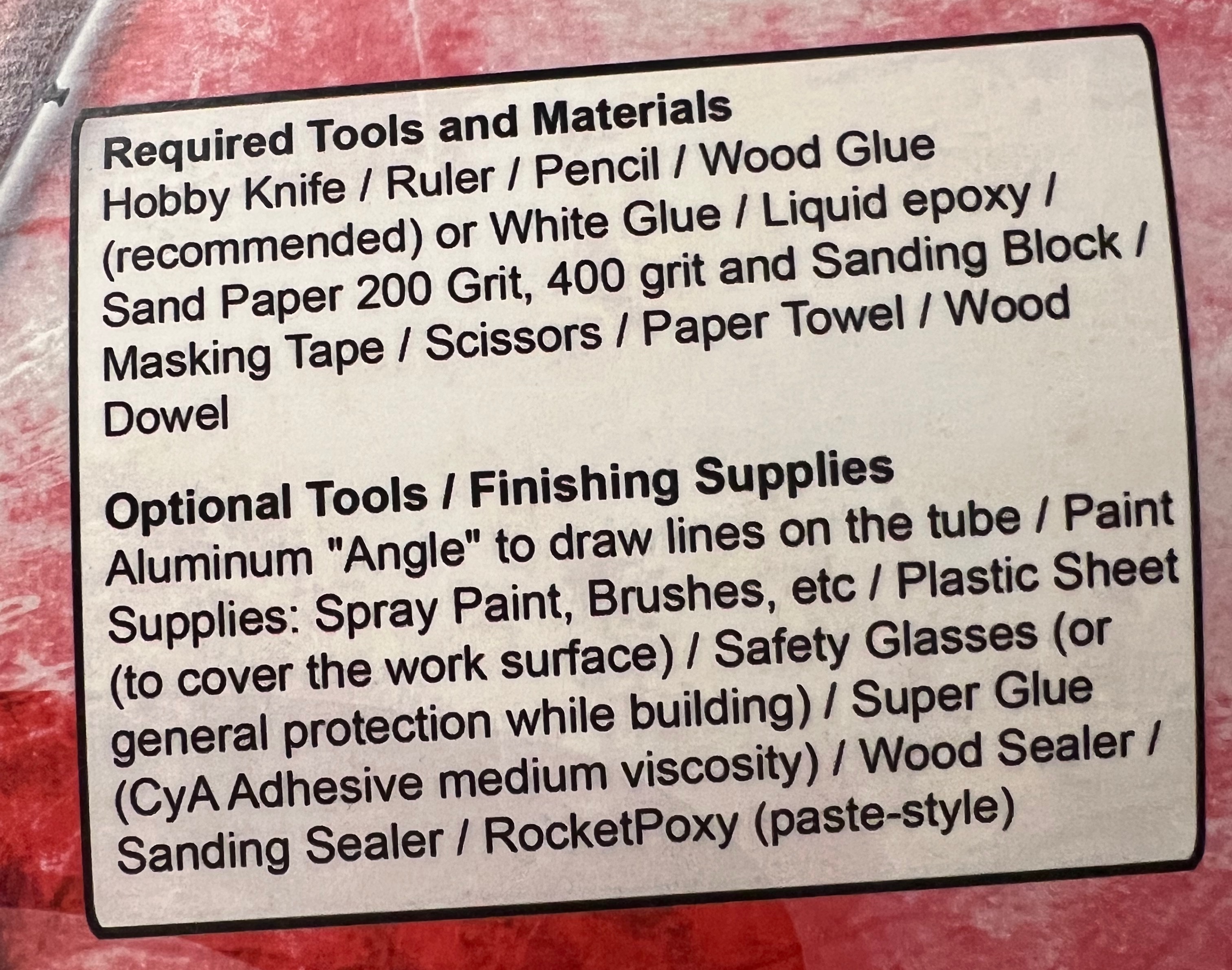 Tools and materials