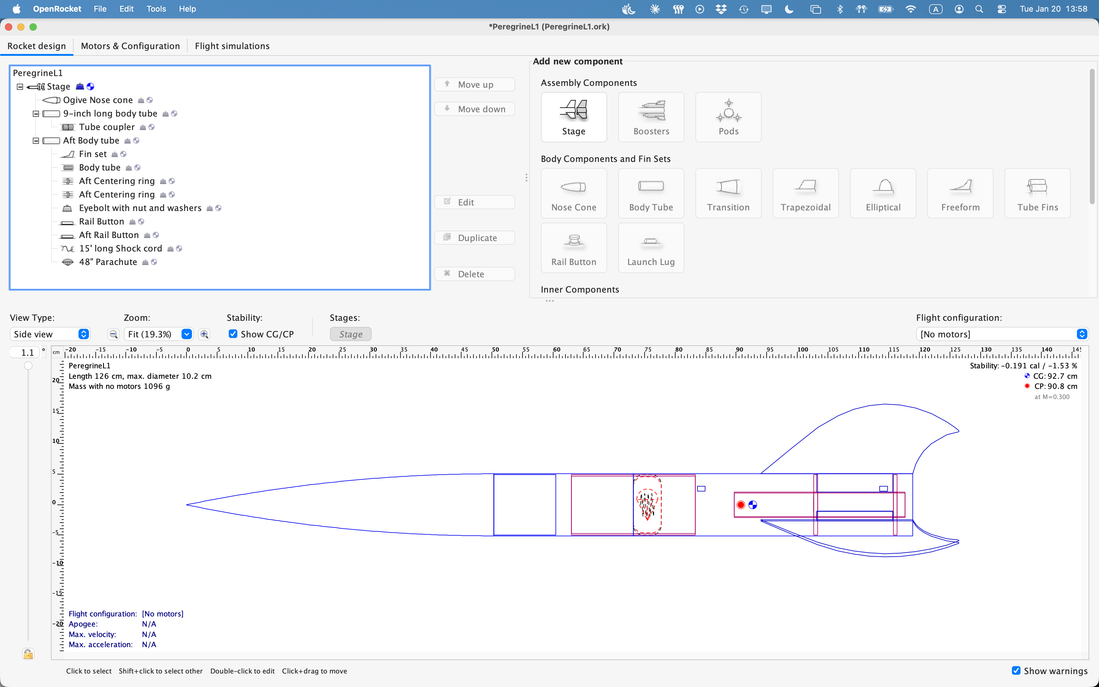 OpenRocket L1 configuration